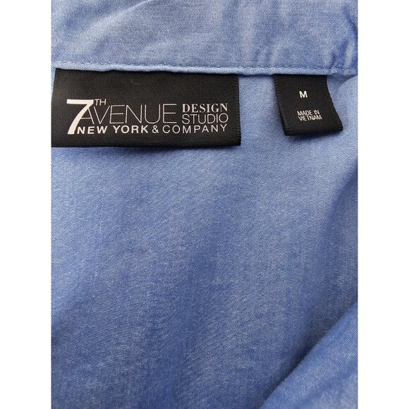 7th Avenue New York & Company Shirt Button Down 3/4 Sleeve Top-Blue-SZ M - Picture 7 of 8